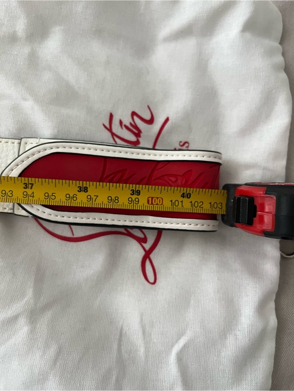 Christian Louboutin White Leather Belt with Red Interior - Picture 9 of 9